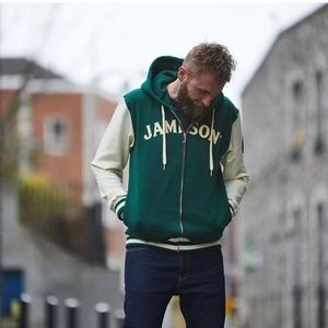 Jameson Varsity Jacket Hoodie Green/Ivory Size Large NWT